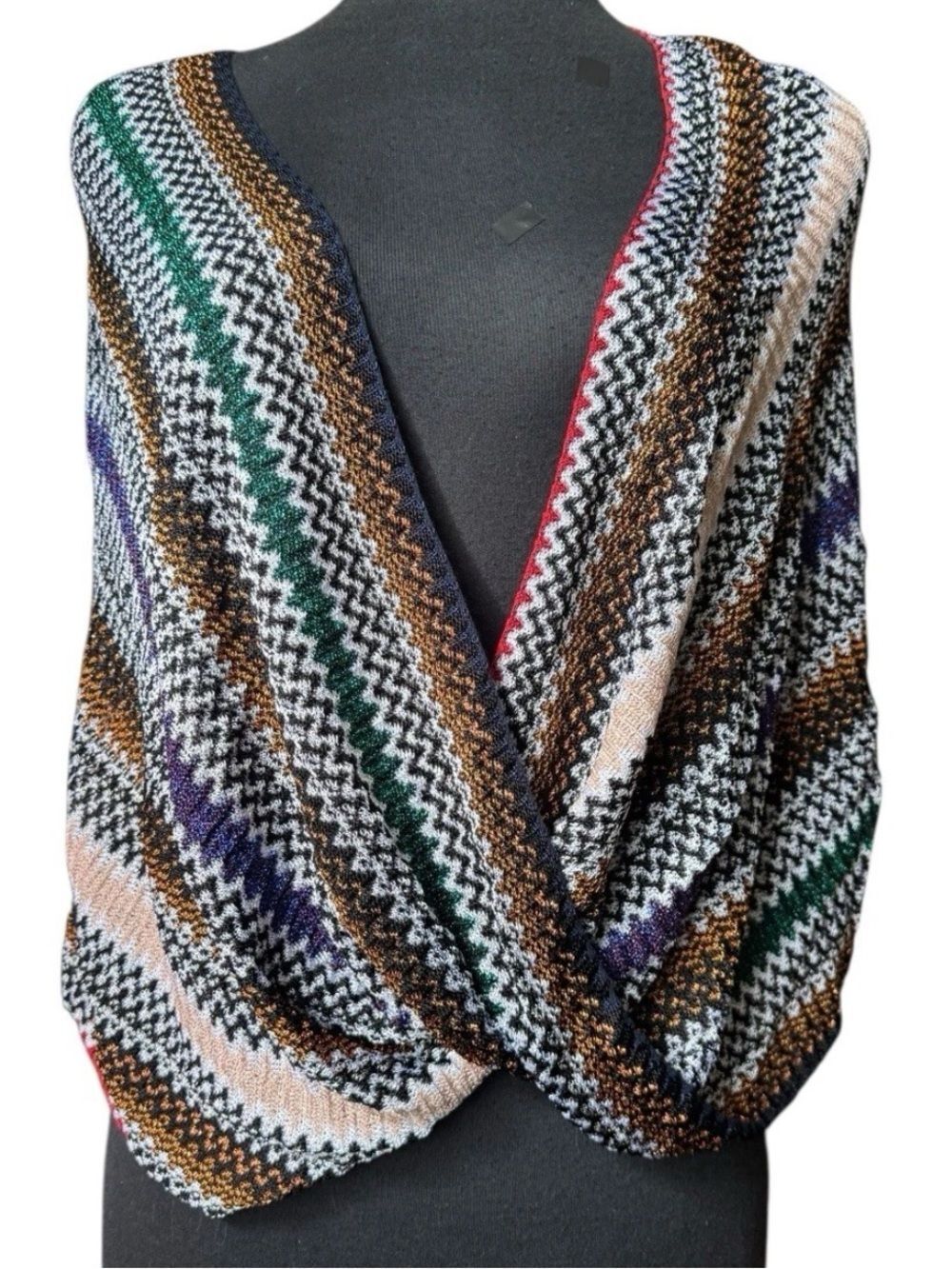 Missoni Multicolor Chevron Knit Poncho